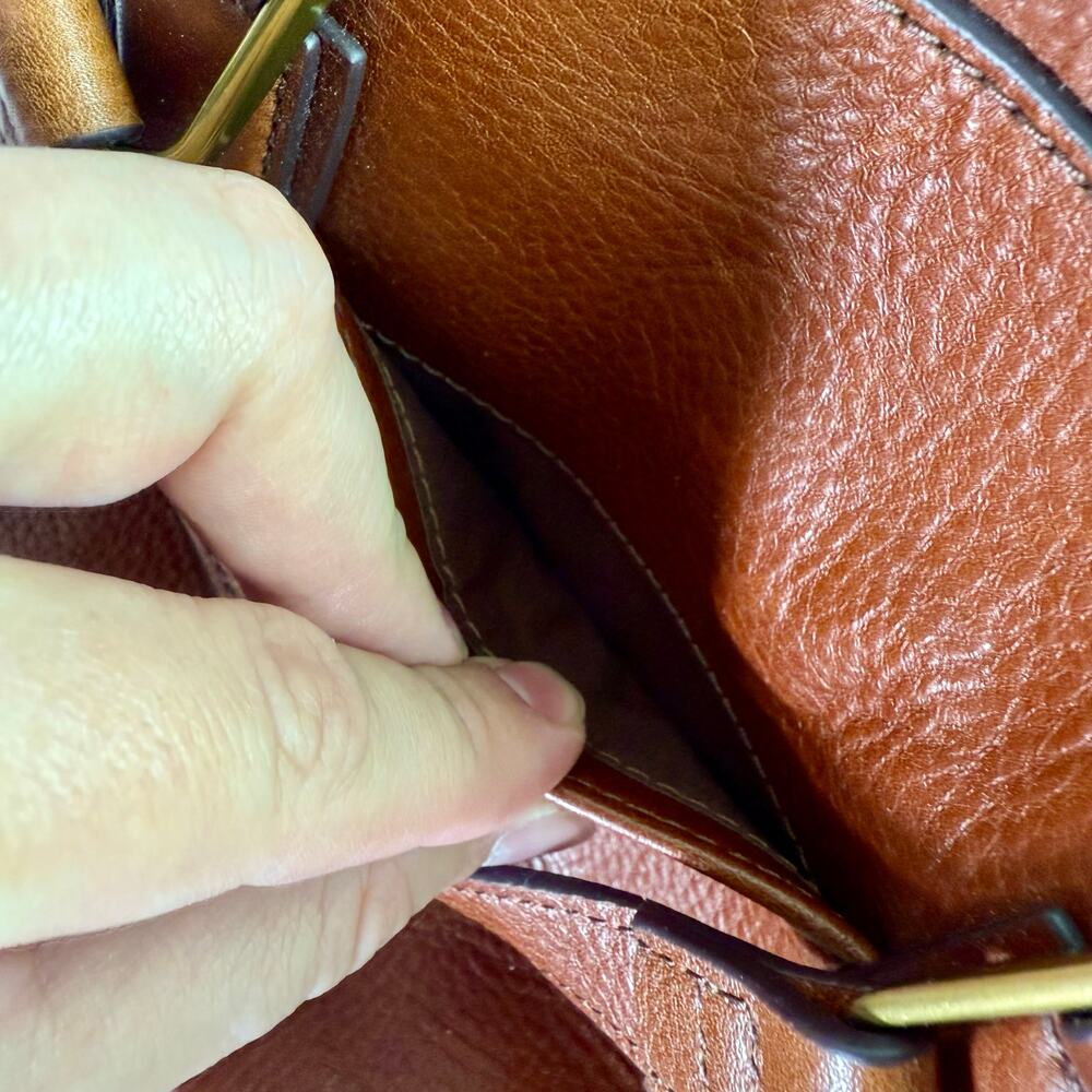 Fossil Tan Cow Hide Leather Jacqueline Crossbody or Tote Bag Purse Boho - Picture 5 of 11